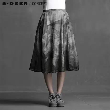 S·DEER＼CONCEPT【新品】圣迪奥女肌理感印花细麻长裙5281108图片