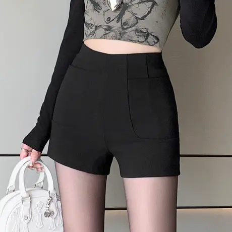 黑色西装短裤女春秋2025新款外穿高腰显瘦小个子a字休闲打底热裤图片