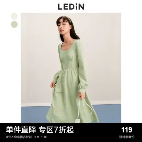 乐町甜美收腰连衣裙春季女白色奶系穿搭法式碎花优雅裙子商品大图