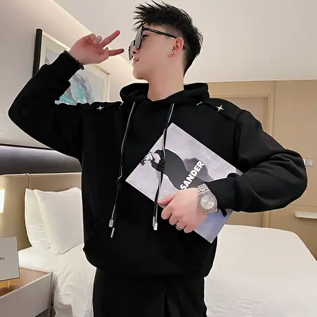 美式连帽卫衣外套男春季新款潮牌重磅个性痞帅长袖打底上衣T恤衫图片