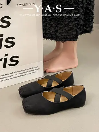 方头浅口单鞋女2024春季新款法式复古温柔仙女休闲软平底玛丽珍鞋商品大图