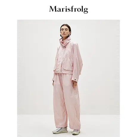 【蛋型裤系列】玛丝菲尔春季常玉粉运动休闲阔腿香蕉裤图片