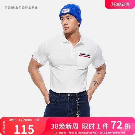 TOMATOPAPA男POLO衫春夏新款潮流短袖翻领高级感商务休闲重磅T恤商品大图