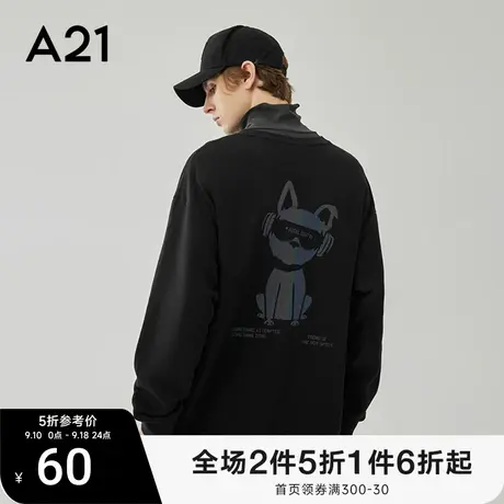 A21男装秋季宽松圆领长袖卫衣男款情侣装衣服潮牌男士上衣外套商品大图