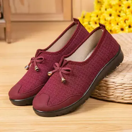 夏季老北京布鞋女平底防滑休闲一脚蹬百搭老人妈妈鞋软底奶奶单鞋商品大图