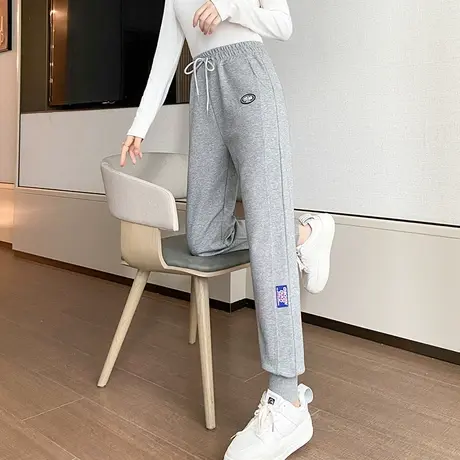 灰色运动裤女2023新款秋冬加厚加绒显瘦小个子休闲灯笼裤春秋卫裤图片