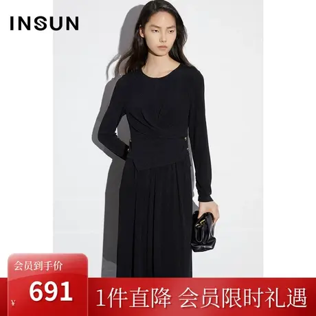 恩裳COVER2023春款新款摩登优雅两片对称随性交叉系扣设计连衣裙图片