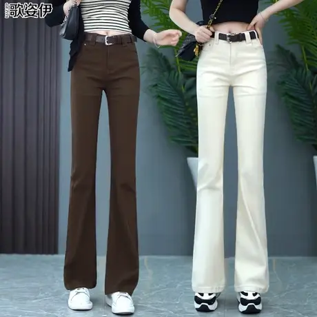 高腰牛仔微喇裤女2023秋季新款复古弹力休闲裤韩版气质显瘦马蹄裤商品大图