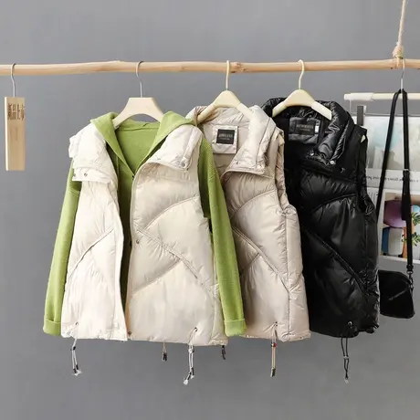 羽绒棉马甲女短款2023秋冬新款女装时尚保暖坎肩外穿背心马夹外套图片