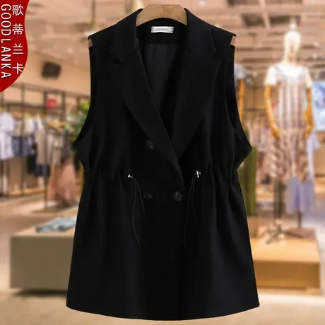 40-50岁中年妈妈春秋装西装领马夹外套宽松显瘦中长款外穿马甲女图片