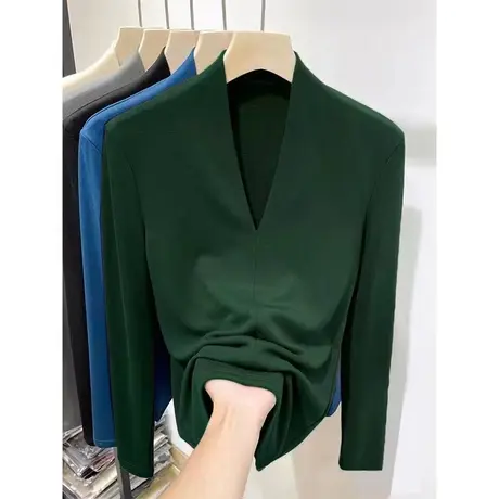 双面德绒打底衫女冬季加绒加厚2023新款洋气大码高领秋冬保暖内衣图片