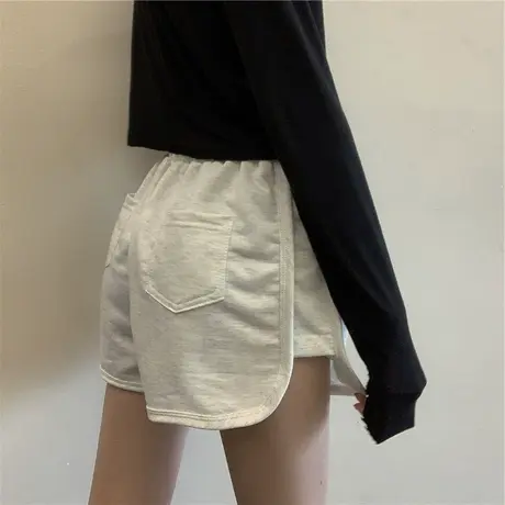 夏季新款白色运动短裤女薄款纯棉宽松外穿高腰显瘦休闲裤ins潮图片