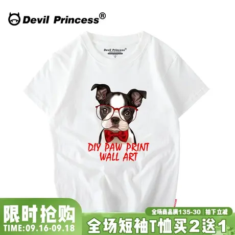 欧货大版原宿风纯棉百搭个性狗狗短袖t恤女2023新款学生半袖体恤商品大图
