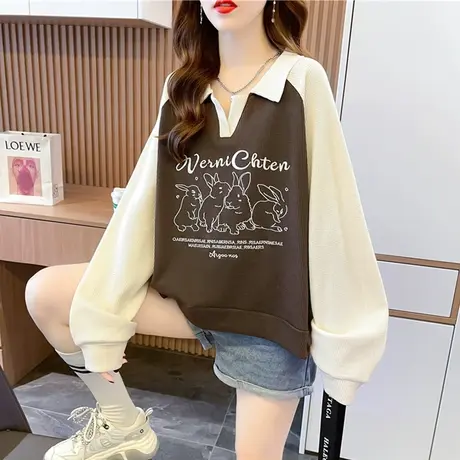 卫衣女春秋季韩版宽松设计感小众polo领薄款小个子短款上衣外套商品大图