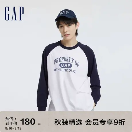 【庆怜同款】Gap男女装秋季2023新款LOGO长袖T恤773184休闲上衣图片