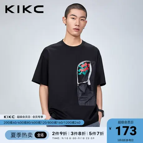kikc短袖t恤男2023春夏新款商场同款重磅印花高街潮流半袖上衣图片