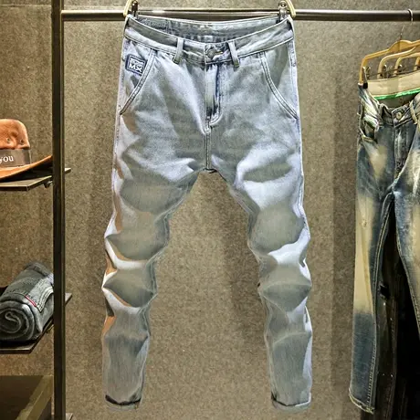 斜口袋设计感牛仔裤男款直筒宽松裤子夏季百搭潮流休闲男装长裤子商品大图