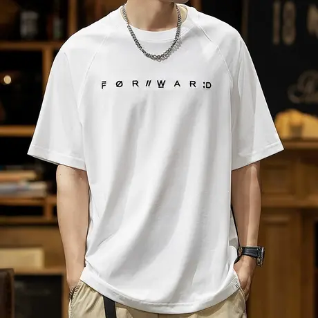 Modi Nick/摩帝尼克潮牌男装夏季男士宽松t恤纯棉潮流圆领男士t恤商品大图