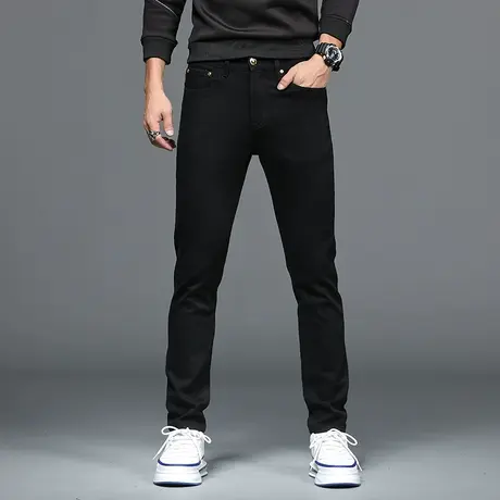 破洞修身休闲春夏九分裤时尚小脚牛仔裤男士韩版小脚裤水洗牛仔裤商品大图