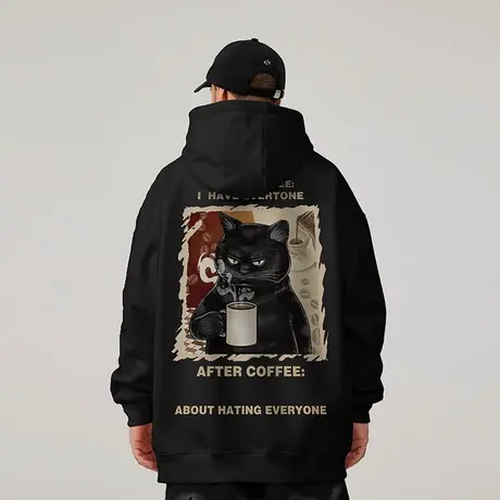 美式嘻哈连帽大码卫衣男加绒卡通印花2023新款休闲重磅宽松上衣女图片