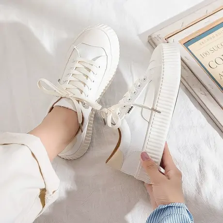 白色帆布鞋女2021年新款韩版ulzzang潮夏小众原创百搭平底小白鞋商品大图