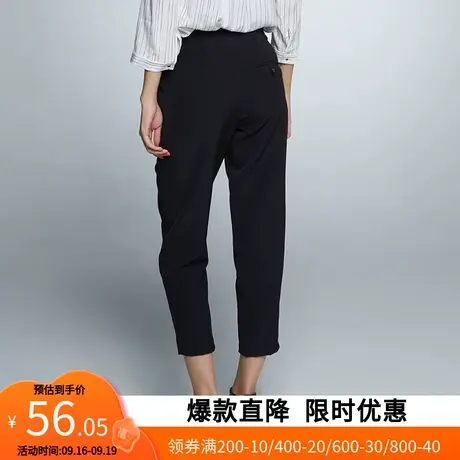 【断码S】艾格2023春季休闲时尚百搭个性简约纯色直筒休闲裤Z147商品大图