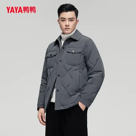 鸭鸭衬衫羽绒服男短款2023年秋季新款翻领西装领休闲保暖外套C图片