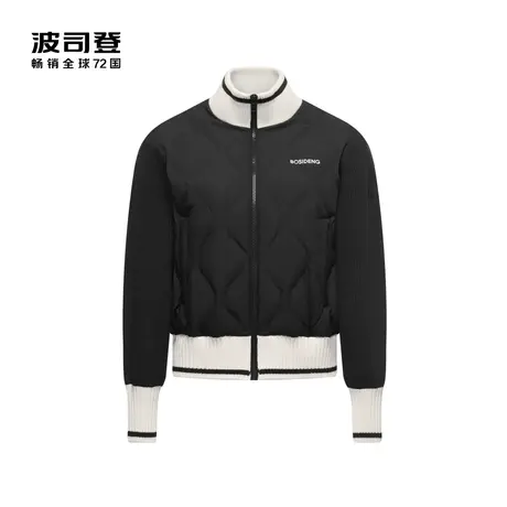【鹅绒】波司登2023新款女士创新轻薄短款羽绒服针织拼接立领时尚图片