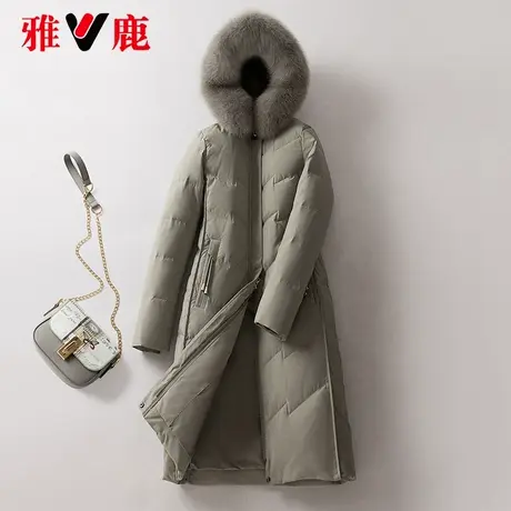 雅鹿大狐狸毛领羽绒服女中长款2022冬季新款妈妈款保暖加厚外套潮商品大图