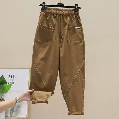 新品休闲裤女老爹裤2023秋款大码宽松显瘦运动百搭高腰长款哈伦裤商品大图