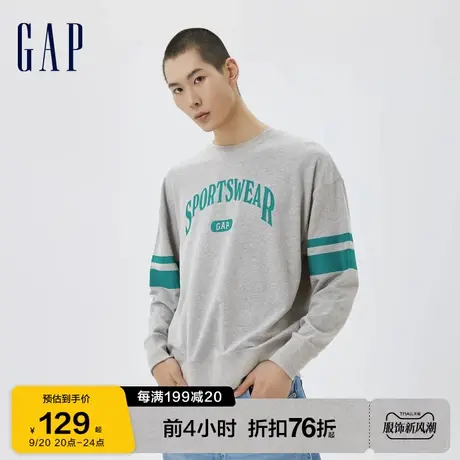 【双11预售】Gap男女装秋季新款学院风LOGO法式圈织软卫衣602165图片