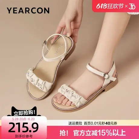 意尔康休闲凉鞋女外穿2025夏季新款仙女风配裙子平底不累脚沙滩鞋图片