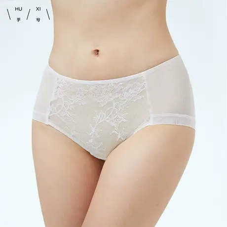 乎兮亲肤柔纱裤性感蕾丝拼接女式内裤轻薄无痕透气棉裆中腰平角裤图片