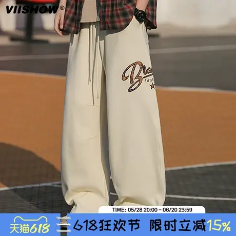 VIISHOW嘻哈街头hiphop拼接口袋休闲长裤美式高街宽松阔腿裤子男商品大图