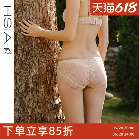 【小花漾】遐法式性感蕾丝内裤女薄25年新款纯欲纯棉裆中腰平角裤图片