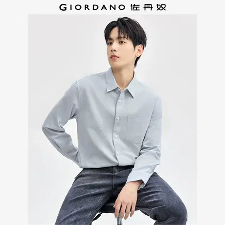 佐丹奴衬衫男装条纹单口袋梭织长袖休闲衬衫 18044612商品大图