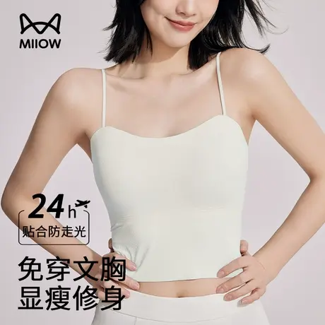 猫人抹胸细肩带内衣女夏季薄款吊带一字美背舒适软支撑透气文胸罩商品大图