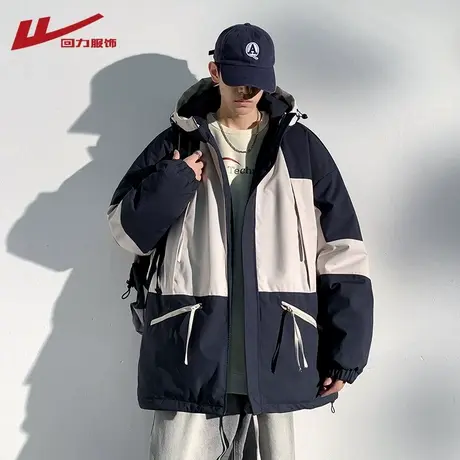 回力防水加厚棉衣男生2025新款冬季宽松冲锋外套工装棉服冬装棉袄商品大图