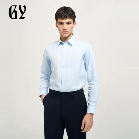雅戈尔奥莱 GY男装长袖衬衫长绒棉DP免烫素色商务正装长袖衬衣商品大图