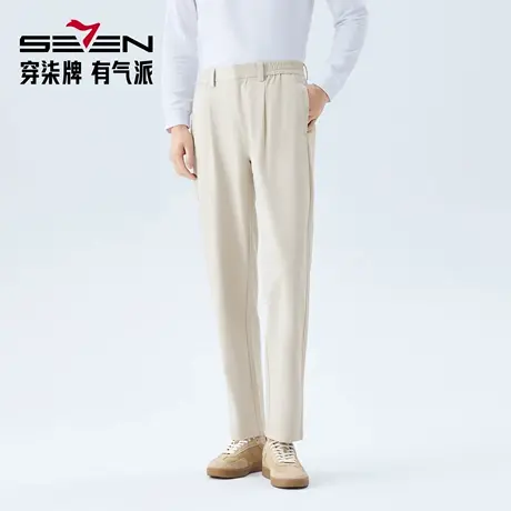 【针织弹力/调节腰头】柒牌男装休闲针织长裤柔软舒适男士裤子商品大图