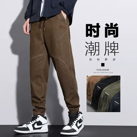 潮牌痞帅美式高街男士秋季束脚九分休闲裤子春秋款设计感哈伦工装商品大图