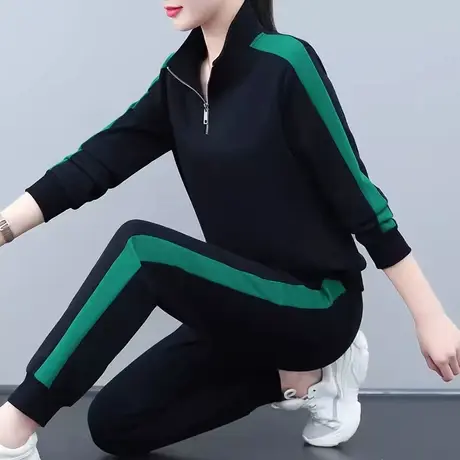 恋上17号立领套装女春秋2023新款秋季中年妈妈装卫衣休闲运动服商品大图