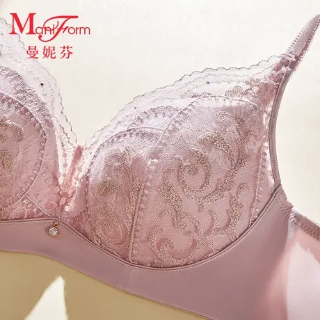 曼妮芬长三角无钢圈舒适聚拢文胸女士小胸显大刺绣内衣20812301商品大图