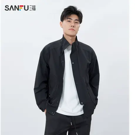 三福美式冬季立领户外冲锋衣男士休闲工装舒适夹克棉服外套479055商品大图