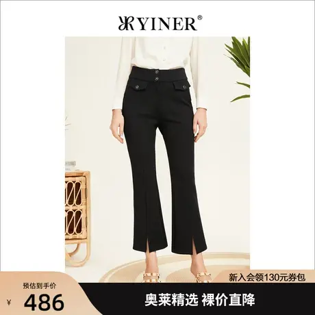 YINER音儿女装2022冬季新款开叉高腰喇叭裤图片
