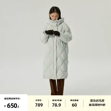 omont蛋挞家 复古连帽羽绒服女2023冬季新保暖中长款90白鸭绒外套商品大图
