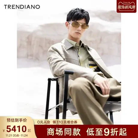 TRENDIANO经典系列羊皮翻领品质皮衣外套2023新款秋季男装商品大图