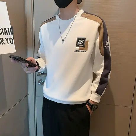 2023冬季条纹设计感加绒加厚保暖长袖T恤卫衣外套轻熟ins上衣图片