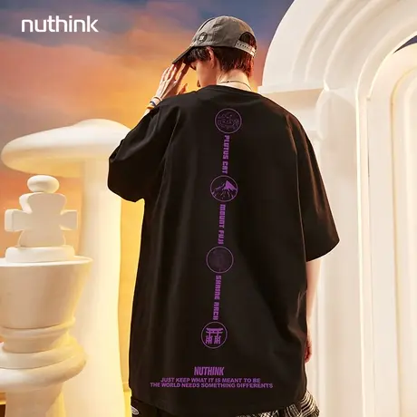 国潮日系街头oversize短袖T恤男设计感小众潮牌ins大码夏季半袖潮商品大图