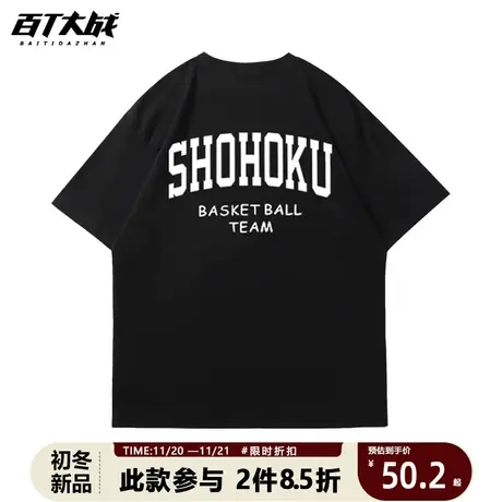 湘北队T恤樱木花道同款训练服灌篮高手日系动漫夏季棉短袖宽松男商品大图